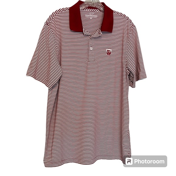 Vineyard Vines Mens Medium Red White  Striped Polo Shirt Performance Golf Logo - Picture 2 of 8